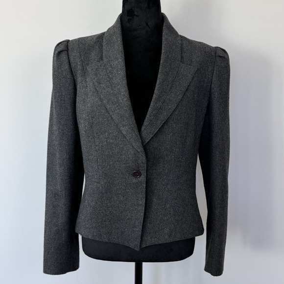 Peabody House Vintage Wool Dark Gray One Button Blazer Size 11/12 - Picture 2 of 14